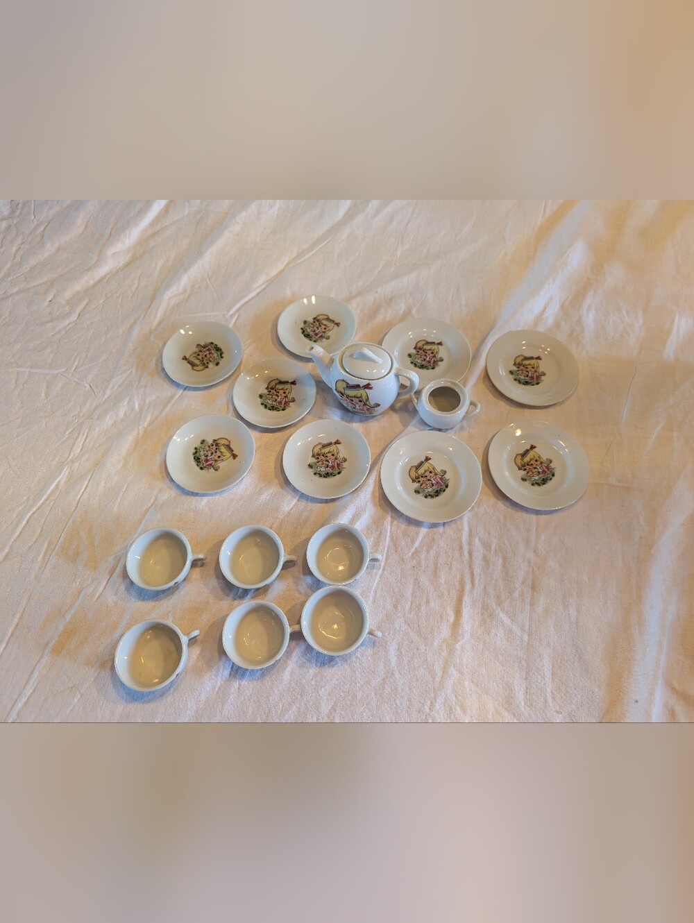 2/70$ Vintage Children's Tea Set - White with Yellow & Pink Floral Girl Motif